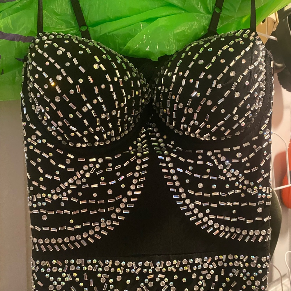 Windsor Black Dress with Rhinestone Accents